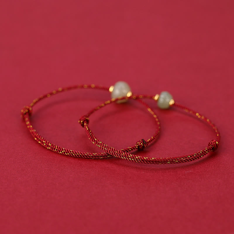 Ancient Tibetan Buddhist Red String Tradition 925 Sterling Silver Plated Gold Hetian Jade Lotus Luck Red String Bracelet