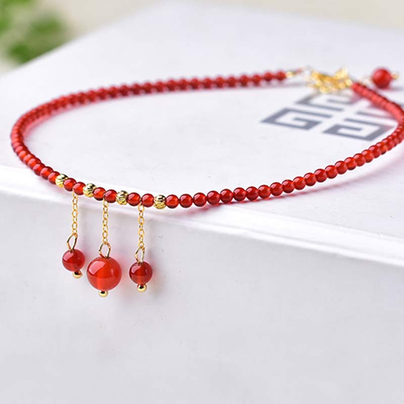 Spirituality Buddha Karmat Red Agate Confidence Calm Anklet