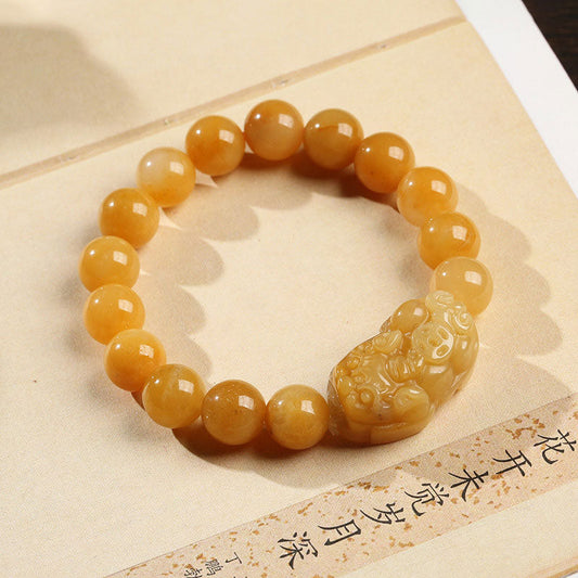 Jade Golden Silk Jade Pixiu Wealth Bracelet
