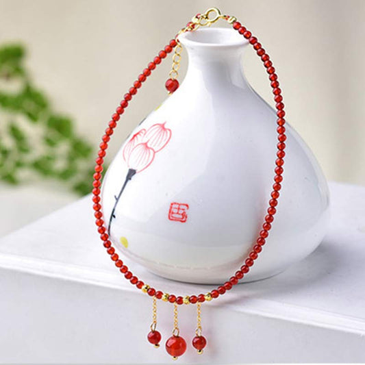 Spirituality Buddha Karma Red Agate Confidence Calm Anklet