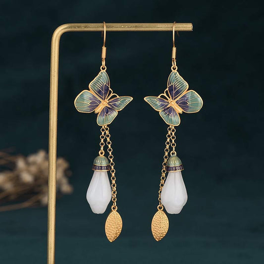 Jade FengShui White Jade Fortune Earrings