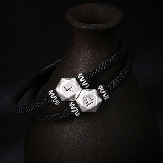Spirituality Buddha Karma 999 Sterling Silver 12 Constellations of the Zodiac Protection Handmade String Bracelet