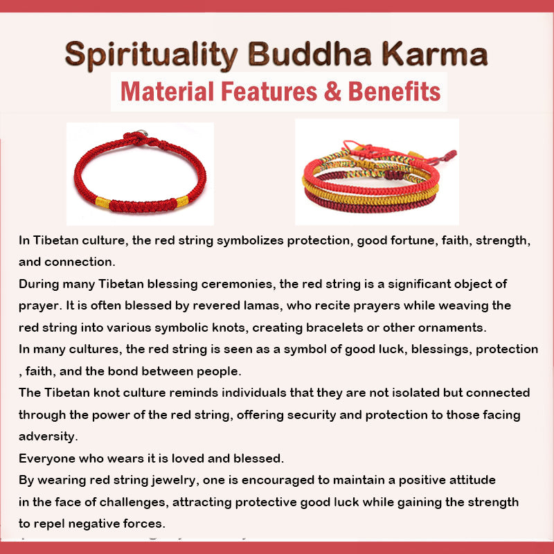 Spirituality Buddha Karma Handmade Alloy Heart Sutra Protection Strength Rope Bracelet Anklet