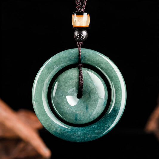 Jade Natural Round Jade Peace Buckle Luck Prosperity Necklace Pendant