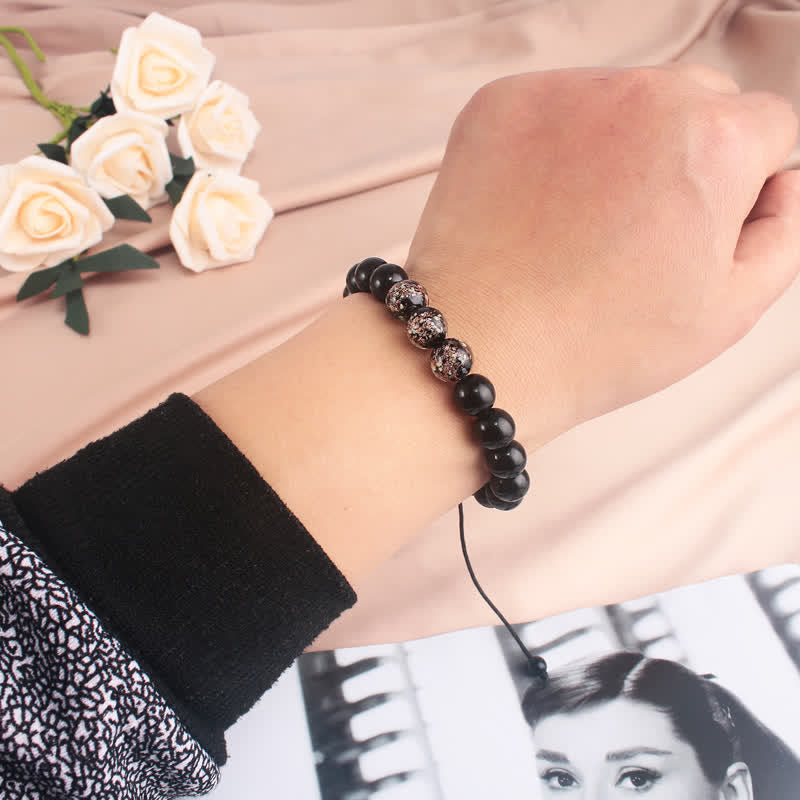 Spirituality Buddha Karma Black Obsidian Luminous Glowstone Strength Bracelet