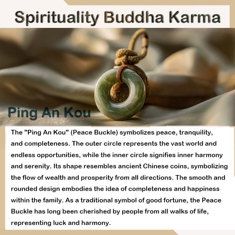 Spirituality Buddha Karma Gold Sheen Obsidian Peace Buckle Pixiu Copper Coin Wealth Necklace Pendant