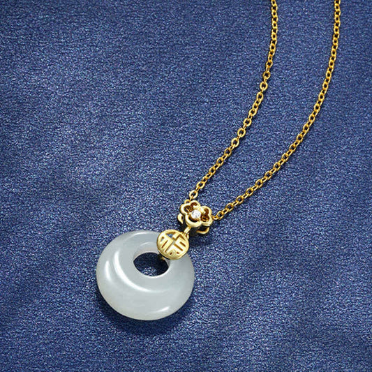 Jade White Jade Peace Buckle Blessings Luck Necklace Pendant