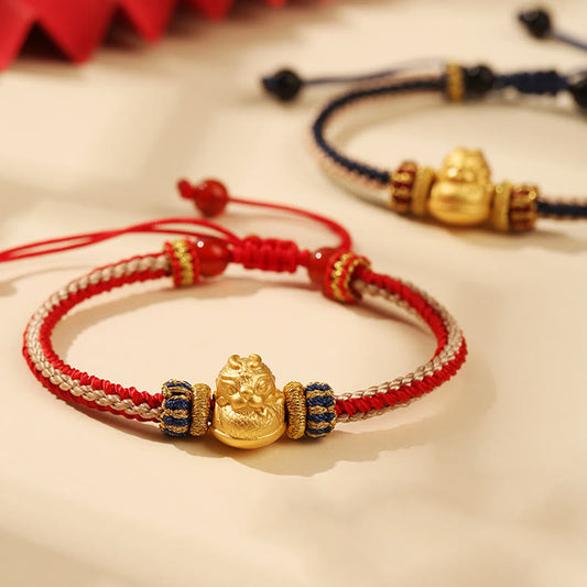 Ancient Tibetan Buddhist Red String Tradition 925 Sterling Silver Baby Dragon Luck Strength Handmade Braided Bracelet