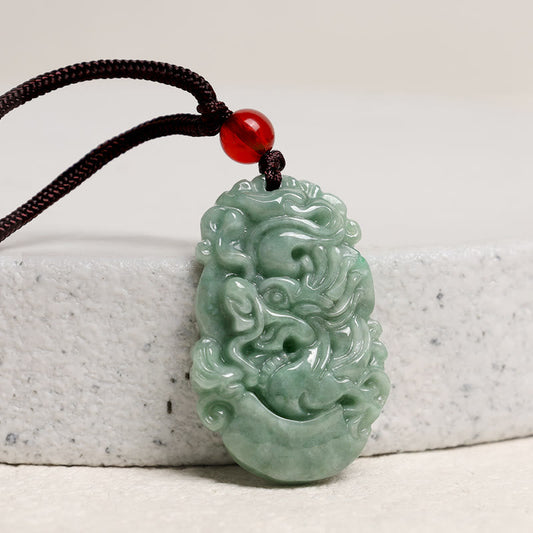 Jade Natural Jade 12 Chinese Zodiac Prosperity Necklace Pendant