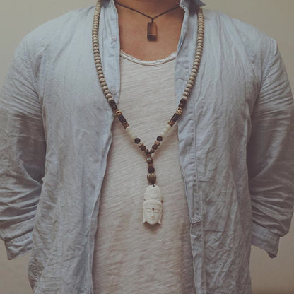 Spirituality 108 Mala Beads Bodhi Seed Yak Bone Avalokitesvara Lucky Pixiu Guan Gong Buddha Demon Peace Tassel Bracelet
