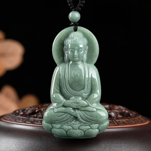 Buddha Energy Necklace Amitabha Buddha Jade Amulet Compassion String Necklace