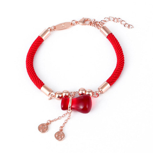 Ancient Tibetan Buddhist Red String Tradition  Wealth Attractor Red Agate Red Rope Bracelet