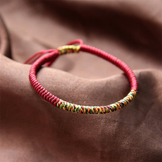Ancient Tibetan Buddhist Red String Tradition  Tibetan Handmade Multicolor King Kong Knot Luck Strength Braided Bracelet