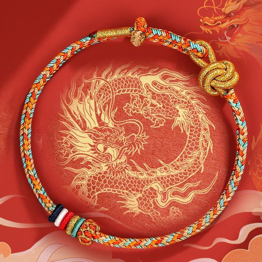 Ancient Tibetan Buddhist Red String Tradition  Handmade Dunhuang Colorful Rope Protection Braid String Bracelet