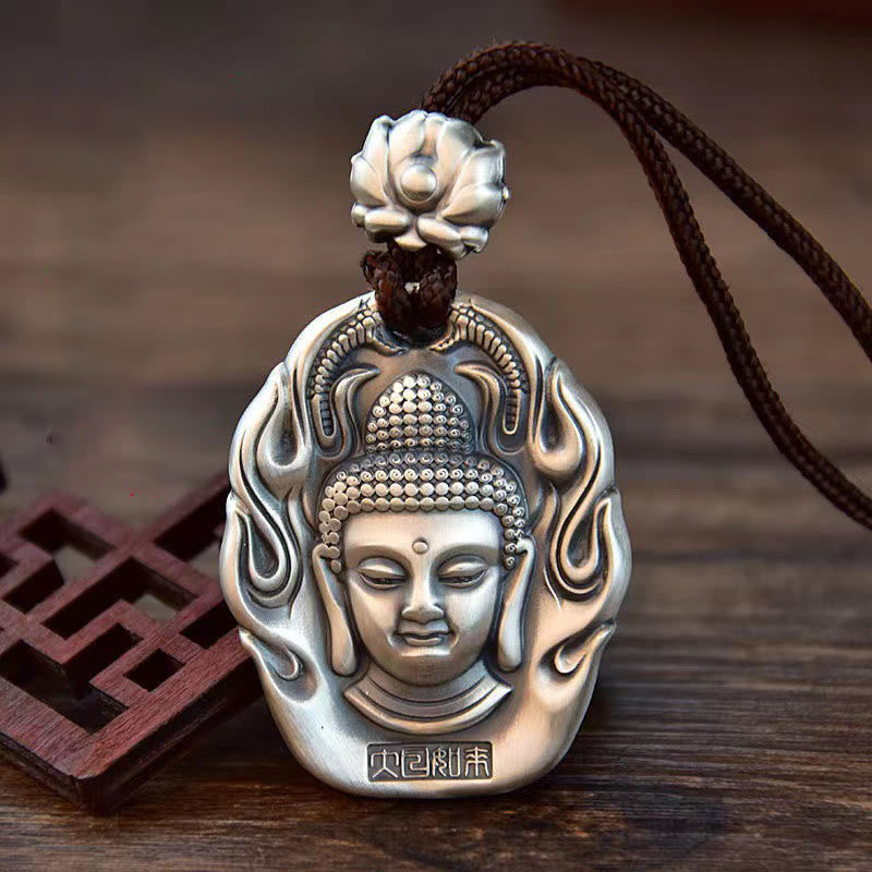 Buddha Energy Necklace Chinese Zodiac Natal Buddha Om Mani Padme Hum Lotus Compassion Necklace Pendant
