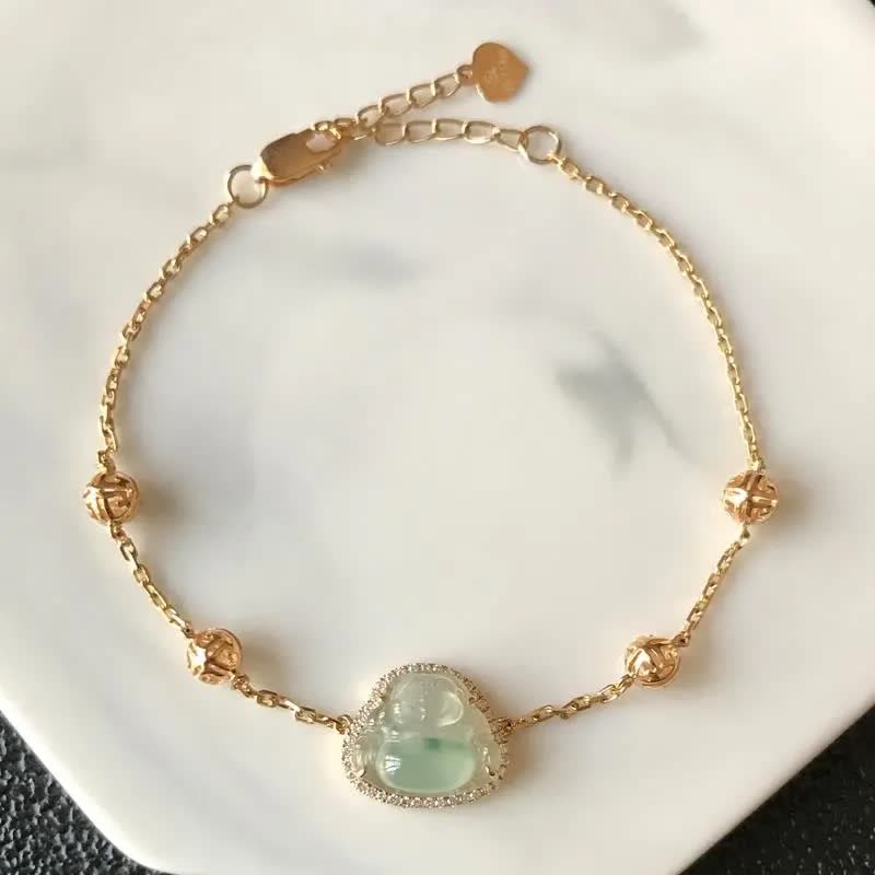 Spirituality Laughing Buddha Jade Abundance Chain Bracelet