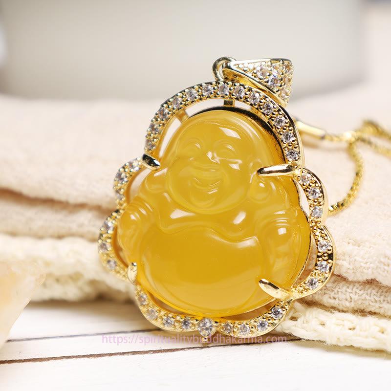 Jade  Good Luck Laughing Buddha Necklace