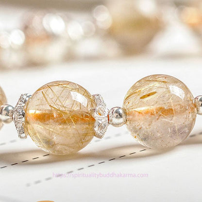 Golden Energy Citrine 925 Sterling Silver Natural Wealth Solar Plexus Chakra (Third Chakra) Happiness Moon Star Charm Bracelet