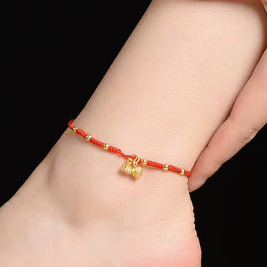 Spirituality Buddha Karma Lotus Pod Charm Luck String Rope Anklet