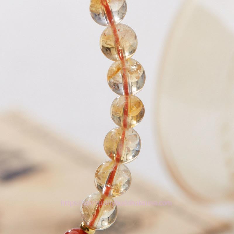 Golden Energy Citrine Natural Wealth Solar Plexus Chakra (Third Chakra) Red Agate Green Chalcedony Protection Bracelet