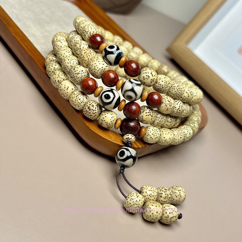 Spirituality Buddha Karma 108 Mala Beads Bodhi Seed Dzi Bead Keep Away Evil Spirits Bracelet