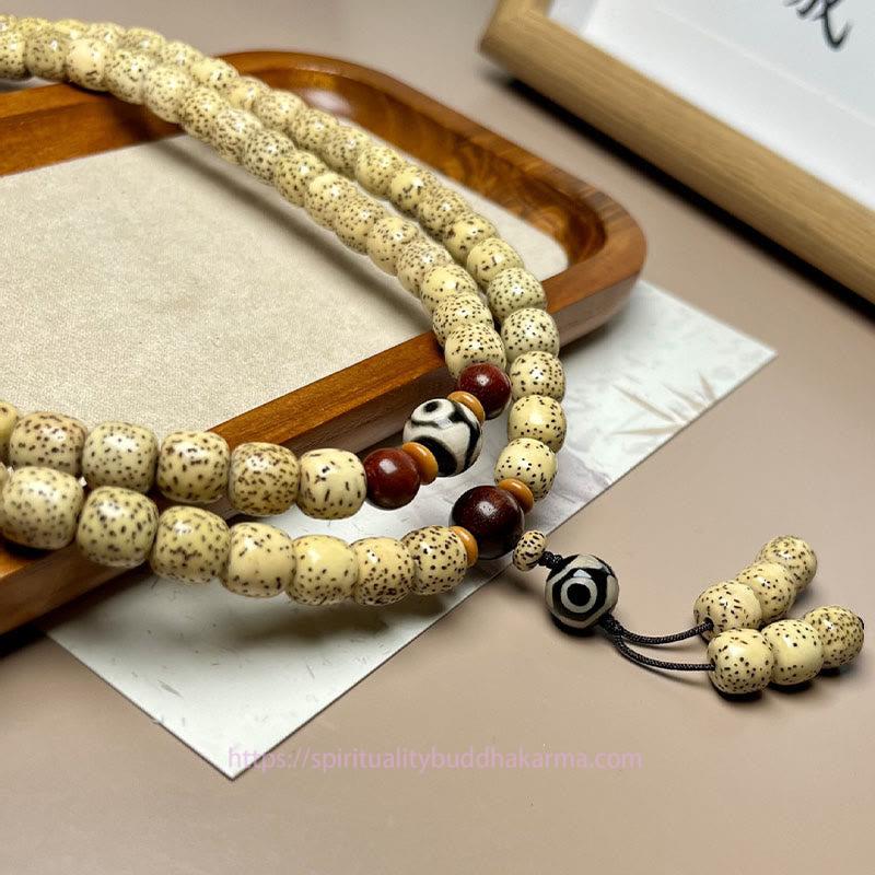 Spirituality Buddha Karma 108 Mala Beads Bodhi Seed Dzi Bead Keep Away Evil Spirits Bracelet