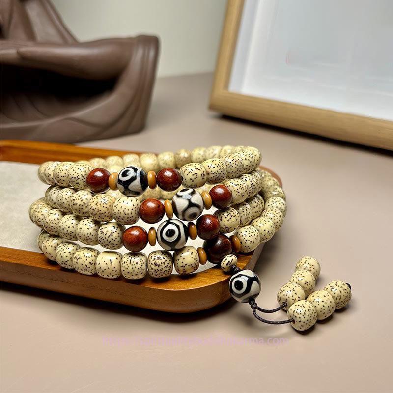 Spirituality Buddha Karma 108 Mala Beads Bodhi Seed Dzi Bead Keep Away Evil Spirits Bracelet