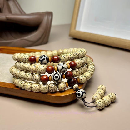 Spirituality Buddha Karma 108 Mala Beads Bodhi Seed Dzi Bead Keep Away Evil Spirits Bracelet