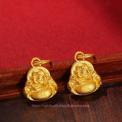 Spirituality 999 Gold Mini Laughing Buddha Luck Wealth Necklace Pendant