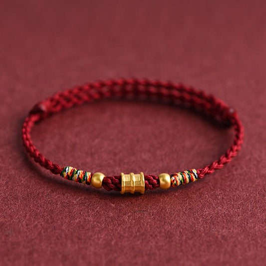 Spirituality Buddha Karma 999 Gold Small Bucket Shape Design Handmade Luck Braided Rope Bracelet Anklet