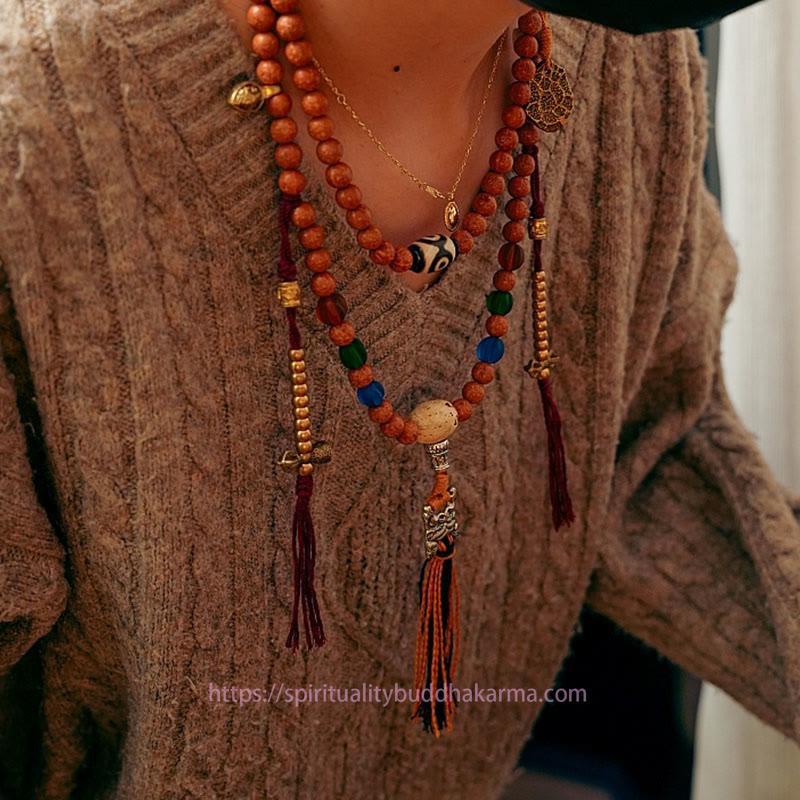 Spirituality Buddha Karma Tibet Bodhi Seed 108 Mala Beads Wisdom Peace Bracelet Necklace