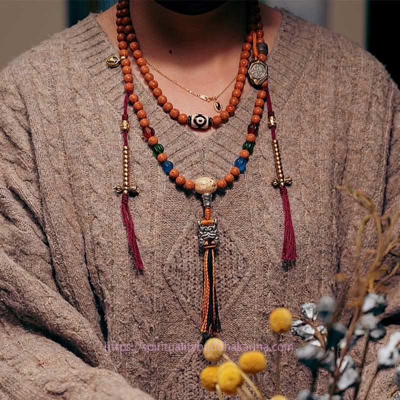 Spirituality Buddha Karma Tibet Bodhi Seed 108 Mala Beads Wisdom Peace Bracelet Necklace