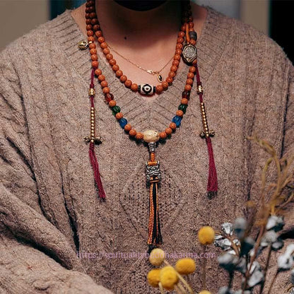 Spirituality Buddha Karma Tibet Bodhi Seed 108 Mala Beads Wisdom Peace Bracelet Necklace