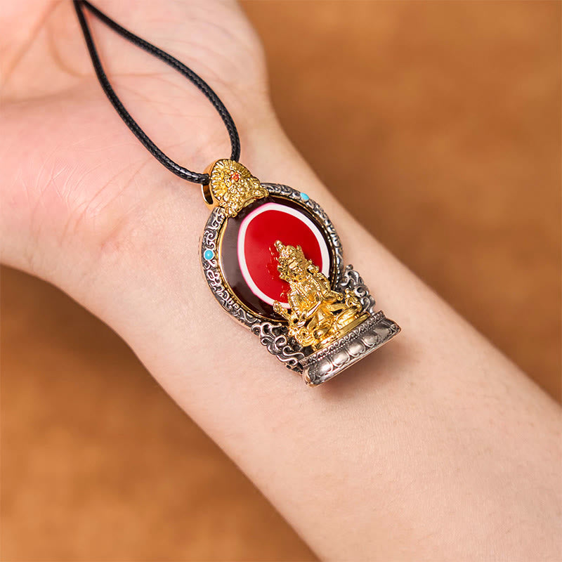 Buddha Energy Necklace Tibetan Avalokitesvara Dzi Bead Pattern Copper Purity Healing Necklace Pendant