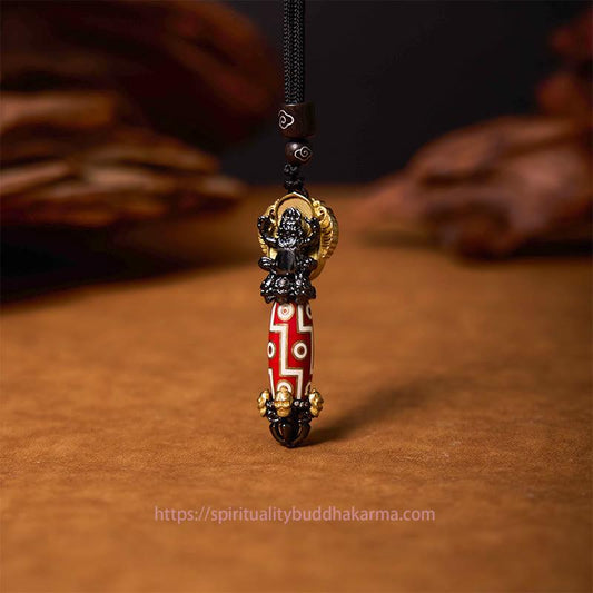Spirituality Tibet Om Mani Padme Hum Dzi Bead Skull Wisdom Necklace Pendant