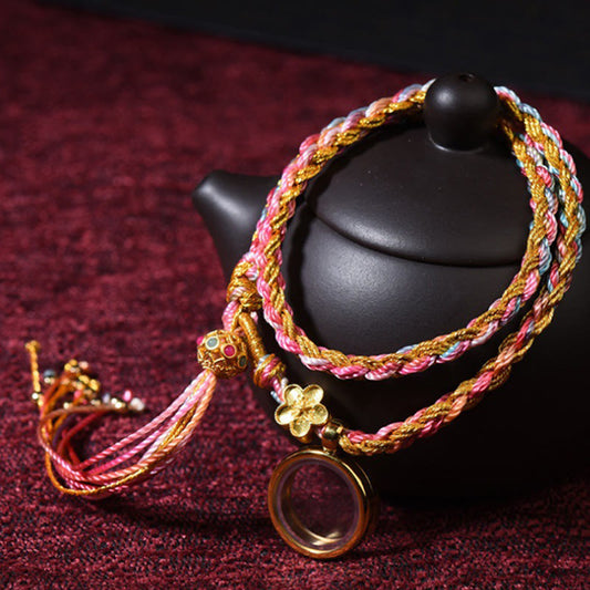Ancient Tibetan Buddhist Red String Tradition  Tibetan Handmade Luck Colorful String Single Double Wrap Braided Bracelet