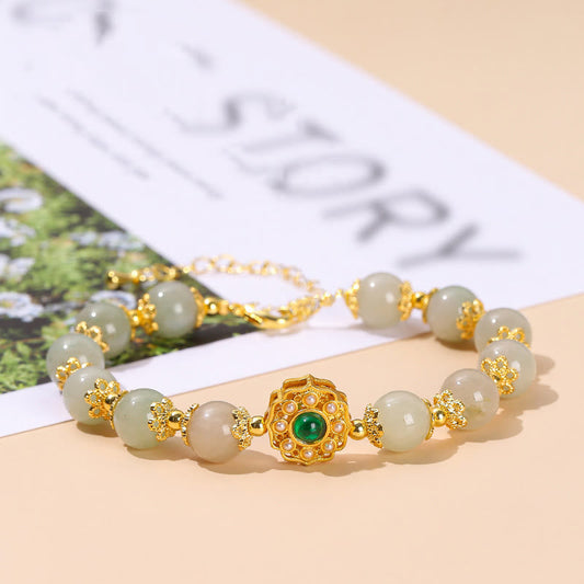 Jade  Natural Jade Prosperity Bead Chain Bracelet
