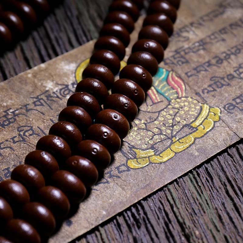 Spirituality Buddha Karma Natural Tibet 108 Mala Beads Purple Bodhi Seed Three-eyed Dzi Bead Copper Dorje Harmony Bracelet
