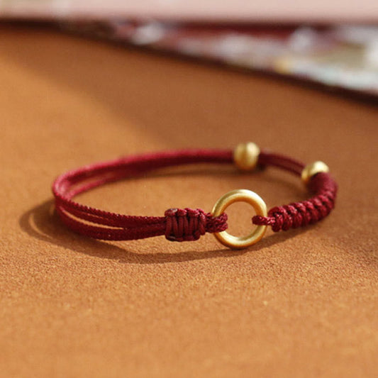 Ancient Tibetan Buddhist Red String Tradition  Alloy Peace Buckle Luck Red String Bracelet