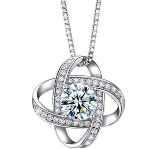 Fashion 18ct White Gold Plated on Silver Crazy Lingering Love Pendant.18 inches,Italian Box Chain Necklace Women Jewelery