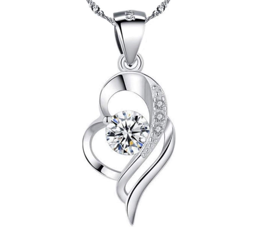 Fashion 18ct White Gold Plated 925 Sterling Silver Flower Pendant.18 inches,Prince of Wales Chain,Diamond Cut Twist Curb Necklace Chain Women Jewelery