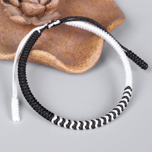 ⚫⚪ Black and White Yin-Yang Feng Shui Tibetan Lucky Rope Bracelet | Spiritual Protection, Balance, and Inner Strength