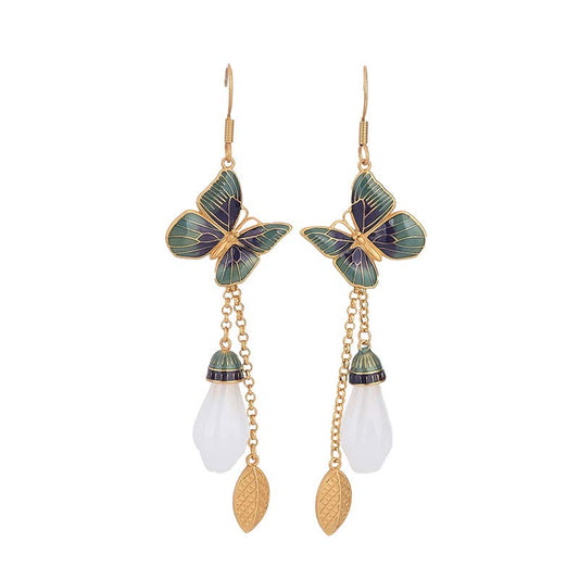 Jade  FengShui White Jade Fortune Earrings