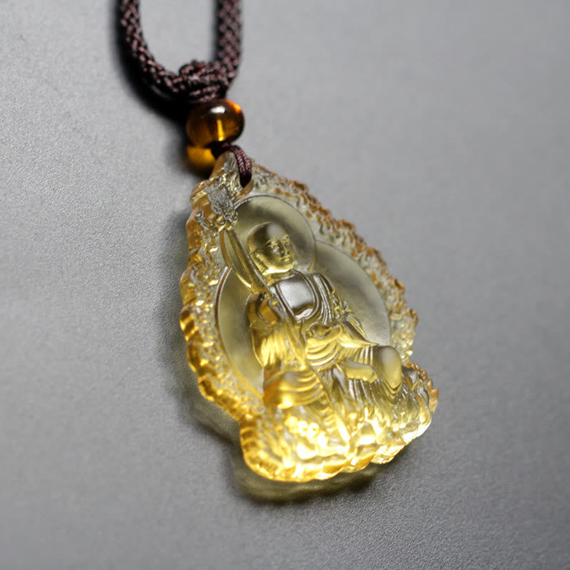 Buddha Energy Necklace Ksitigarbha Buddha Liuli Crystal Serenity Amulet Necklace Pendant