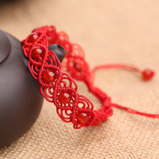 Ancient Tibetan Buddhist Red String Tradition  Red Agate Confidence Red String Bracelet