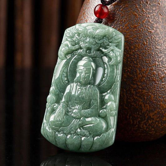 Buddha Energy Necklace Tathagata Buddha Dragon Jade Amulet Serenity String Necklace