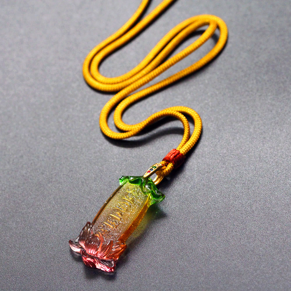Buddha Energy Necklace Buddha Liuli Lotus Six Character Om Mani Padme Hum Peace Necklace