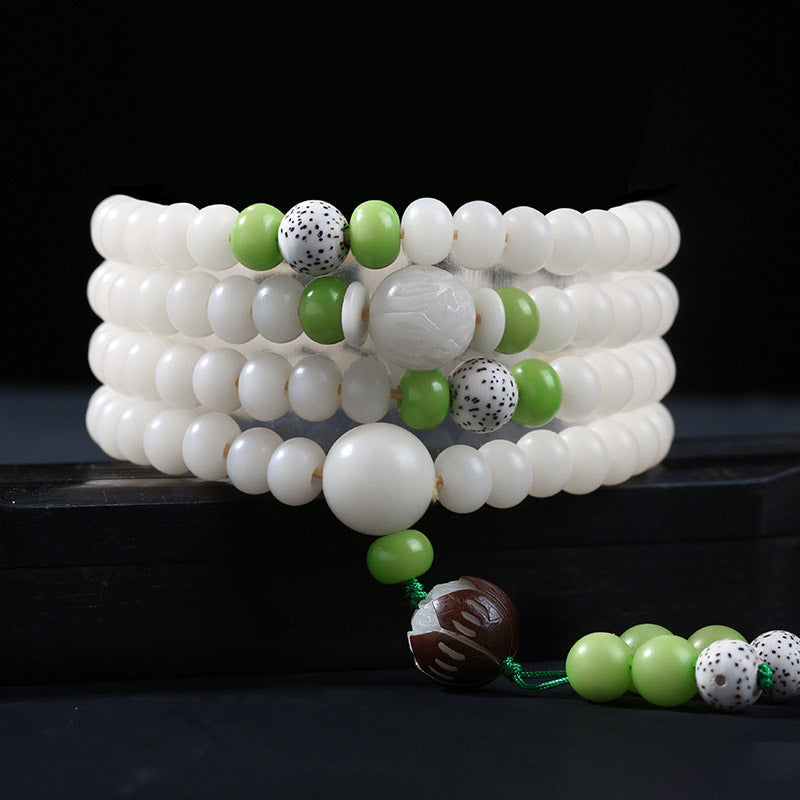 Spirituality Buddha Karma Bodhi Seed Bead Lotus Blessing Charm Bracelet