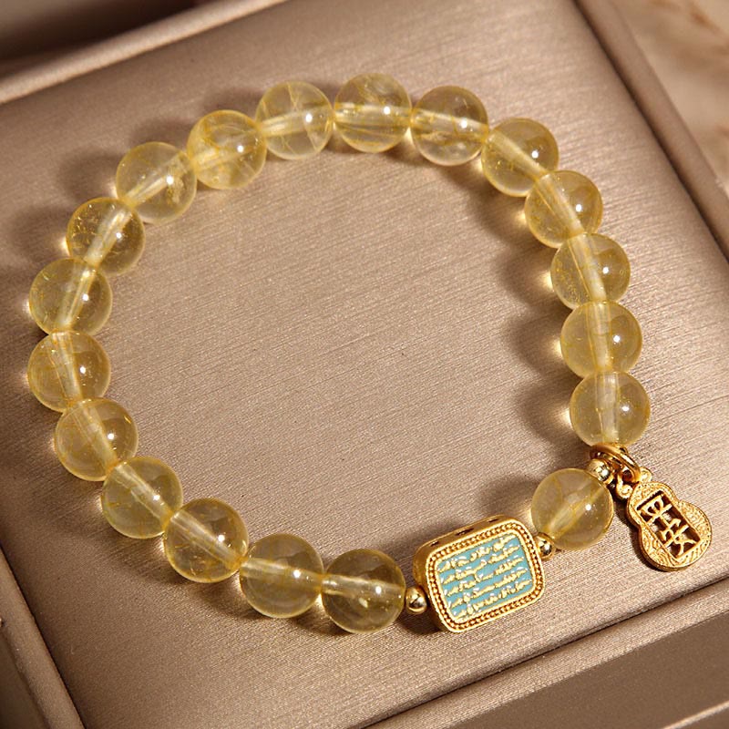 Golden Energy Citrine Natural Wealth Solar Plexus Chakra (Third Chakra) Five Scriptures Generosity Bracelet