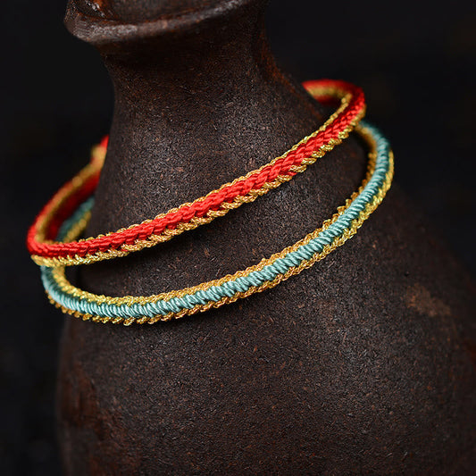 Ancient Tibetan Buddhist Red String Tradition  Two-Color Rope Handcrafted Eight Thread Peace Knot Bracelet